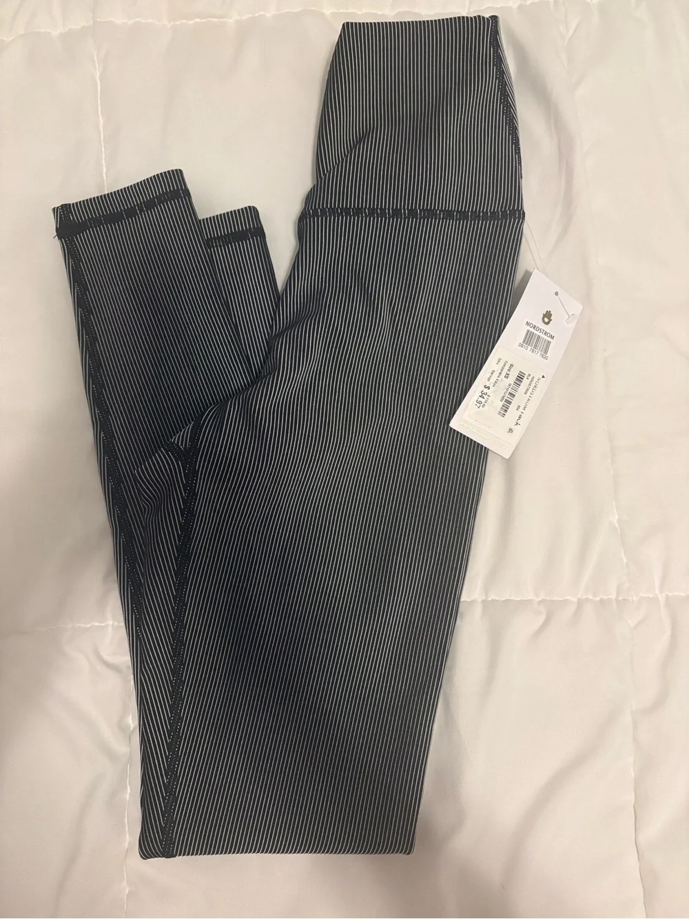 Spiritual Gangster Black & White Pinstripe High-Waist Leggings